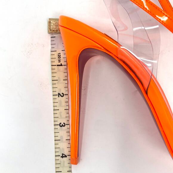 🔥 NWT Christian Louboutin Spikoo 100 Neon Fluo Orange PVC Spiked Heels 38.5 - Picture 11 of 13